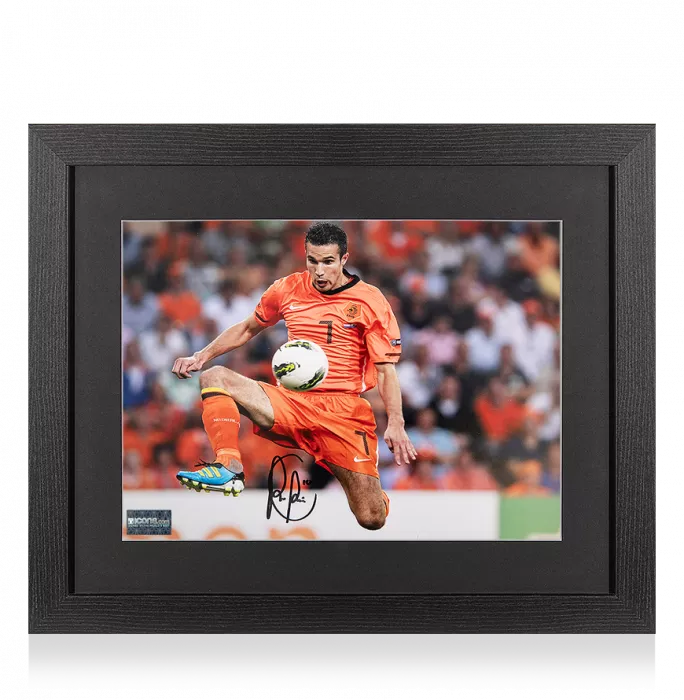Robin Van Persie Signed Netherlands Photo In Black Wooden Frame: Master Of The Ball