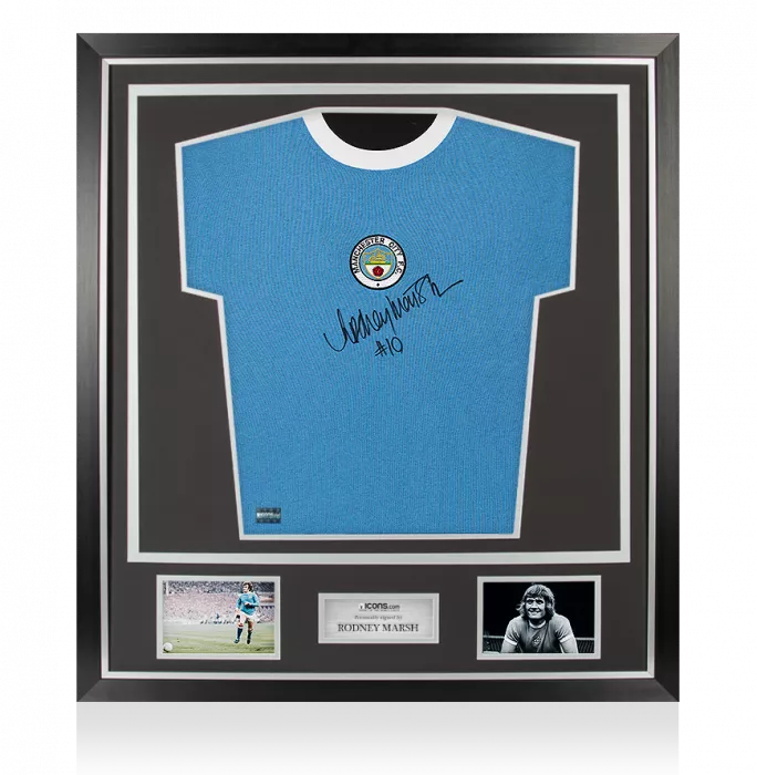 Rodney Marsh Front Signed 1972 Manchester City Home Shirt In Classic Frame