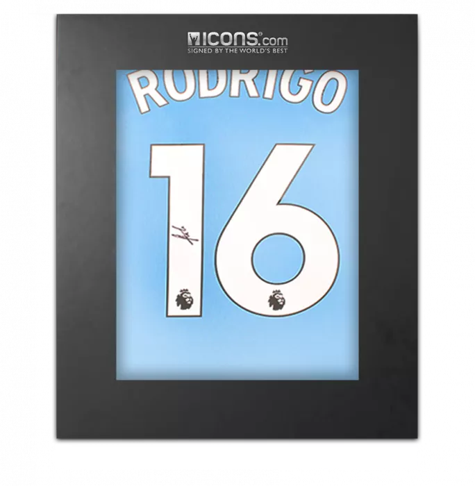 Rodri Back Signed Manchester City 2023-24 Home Shirt In Deluxe Packaging