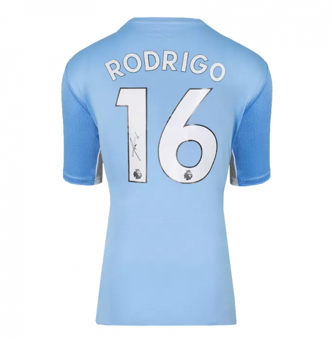 Rodri Official Ballon D'Or™ Back Signed And Hero Framed Manchester City 2021-22 Home Shirt