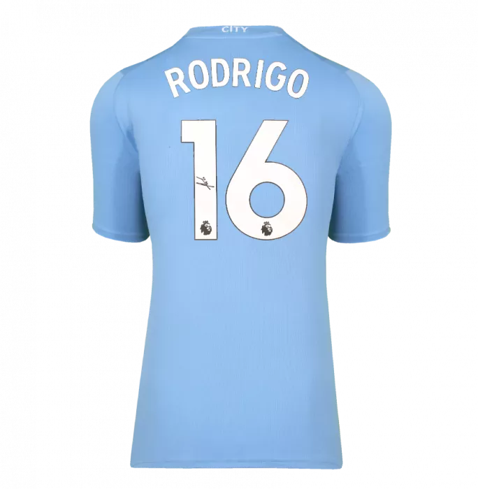 Rodri Official UEFA Champions League Back Signed And Framed Manchester City 2023-24 Home Shirt