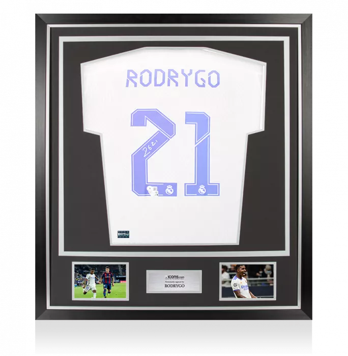 Rodrygo Back Signed Real Madrid CF 2021-22 Home Shirt In Classic Frame