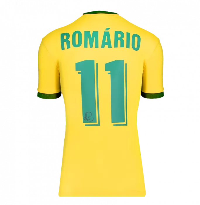 Romario Back Signed Brazil 1970 Retro T-Shirt In Classic Frame