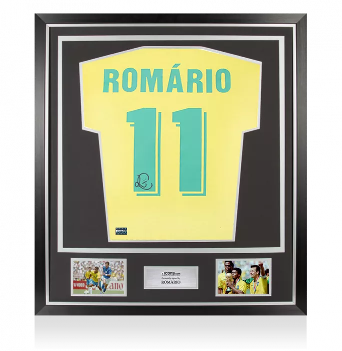 Romario Back Signed Brazil 1970 Retro T-Shirt In Classic Frame