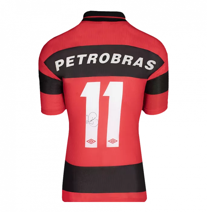 Romario Back Signed CR Flamengo 1999 Home Shirt In Hero Frame: Option 1