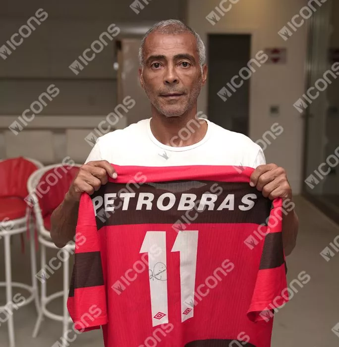 Romario Back Signed CR Flamengo 1999 Home Shirt In Hero Frame: Option 1