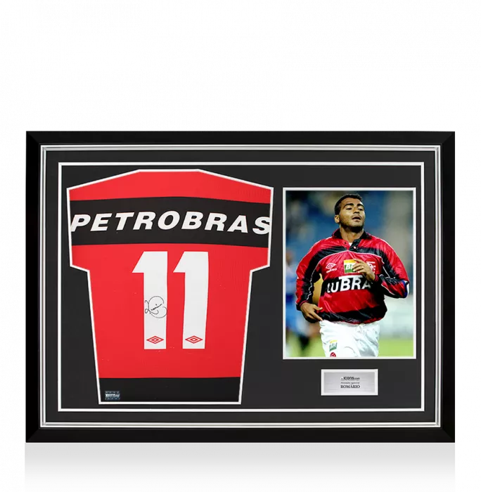 Romario Back Signed CR Flamengo 1999 Home Shirt In Hero Frame: Option 1