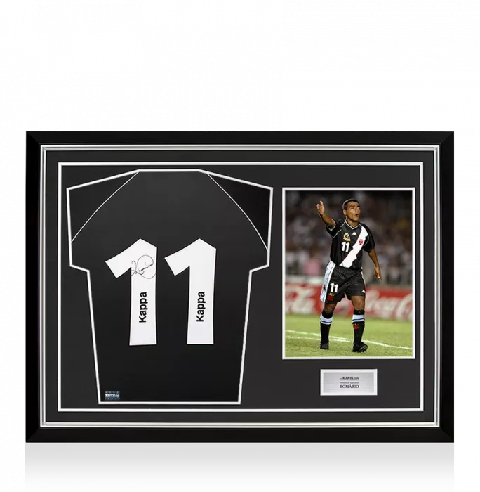 Romario Back Signed Vasco da Gama 2001 Away Shirt In Hero Frame: Option 1