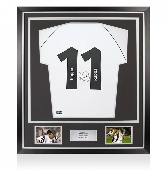 Romario Back Signed Vasco da Gama Retro Shirt In Classic Frame