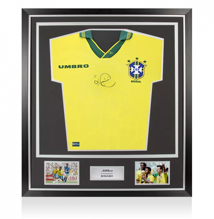 Romario Front Signed Brazil 1994 Home Shirt In Classic Frame