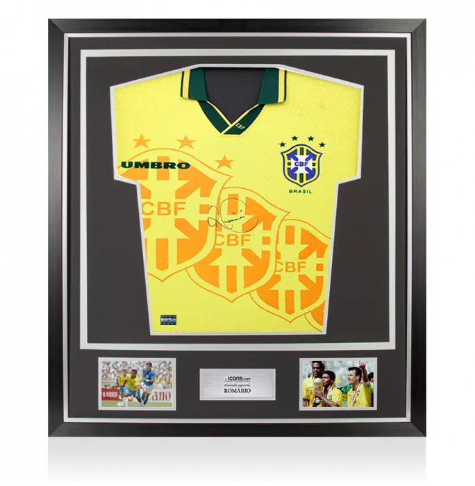 Romario Front Signed Brazil 1996 Home Shirt In Classic Frame