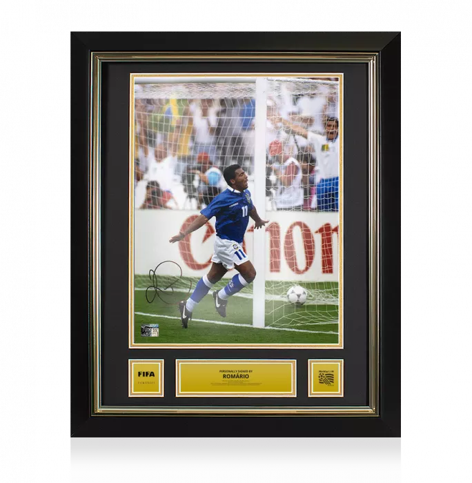 Romario Official 1994 FIFA World Cup™ Signed and Framed Brazil Photo: Quarter Final Goal v The Netherlands