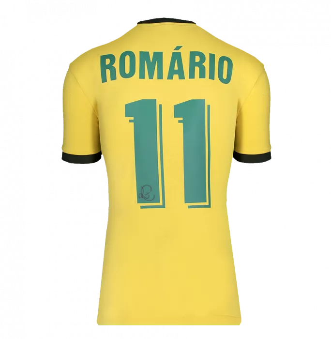 Romario Official FIFA World Cup™ Back Signed And Hero Framed Brazil 1970 Retro Home Shirt