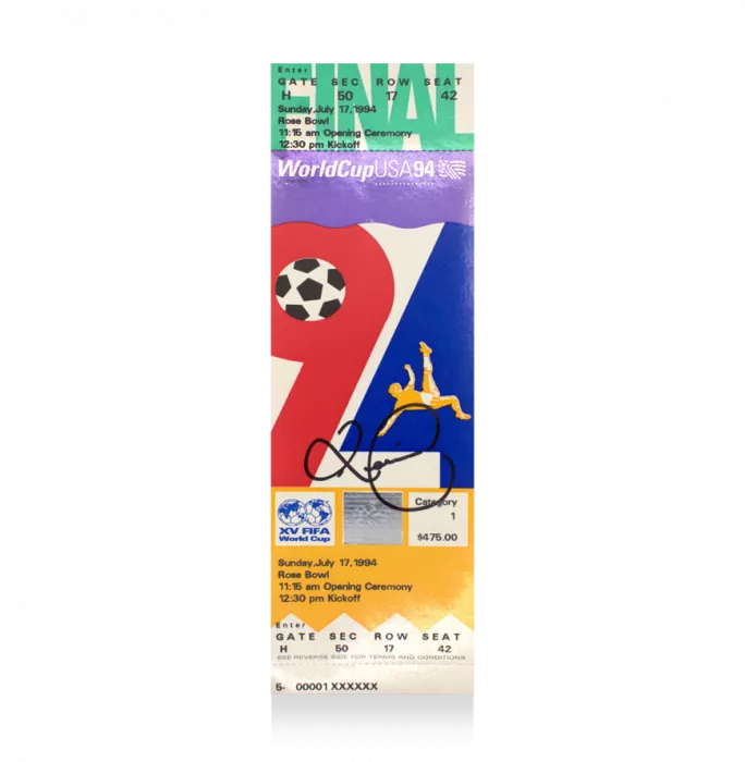 Romario Signed And Framed 1994 FIFA World Cup Final Ticket