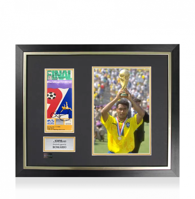 Romario Signed and Framed 1994 FIFA World Cup Final Ticket