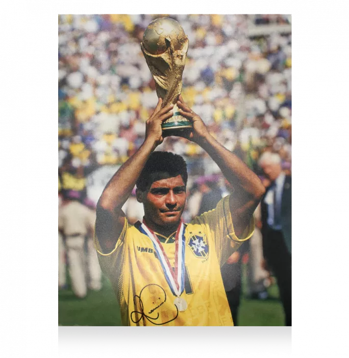 Romario Signed Brazil Photo In Black Wooden Frame: 1994 FIFA World Cup Winner