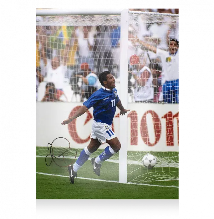 Romario Signed Brazil Photo In Black Wooden Frame: 1994 FIFA World Cup Quarter Final Goal V Netherlands
