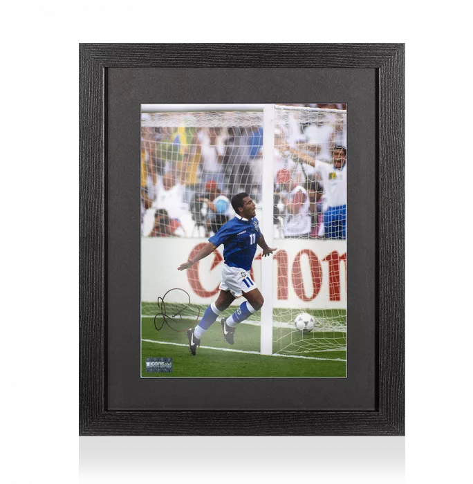 Romario Signed Brazil Photo In Black Wooden Frame: 1994 FIFA World Cup Quarter Final Goal v Netherlands