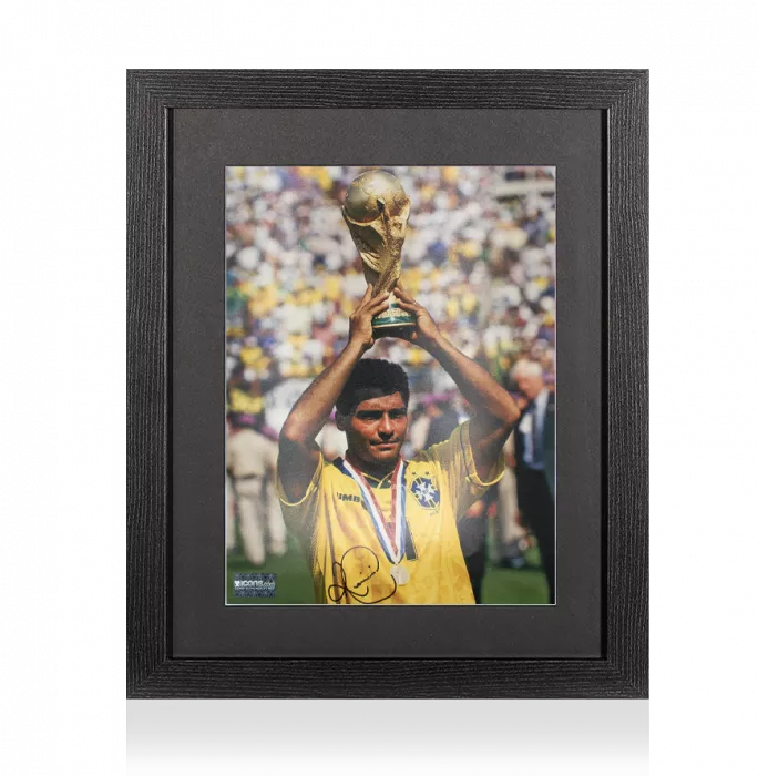 Romario Signed Brazil Photo In Black Wooden Frame: 1994 FIFA World Cup Winner