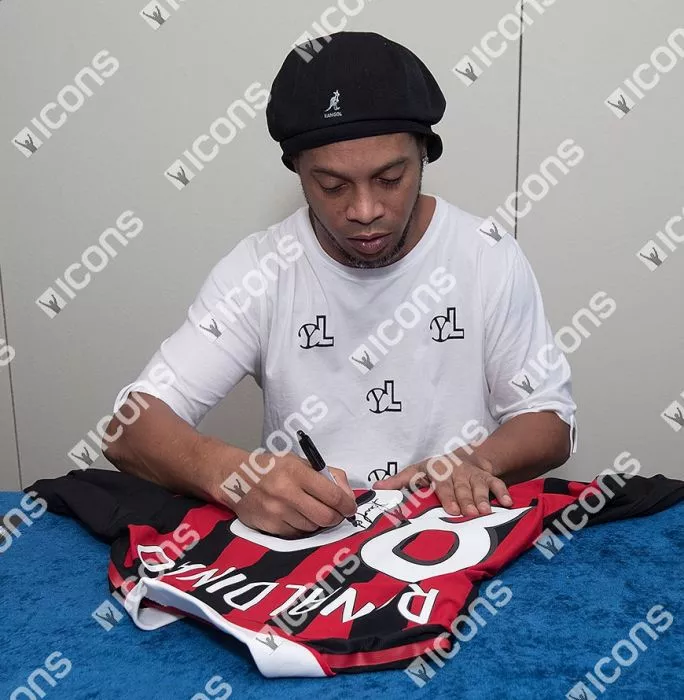 Ronaldinho Back Signed AC Milan 2009-10 Home Shirt
