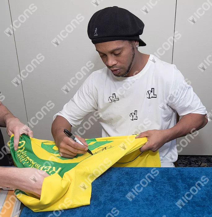 Ronaldinho Back Signed Brazil 2004 Home Shirt