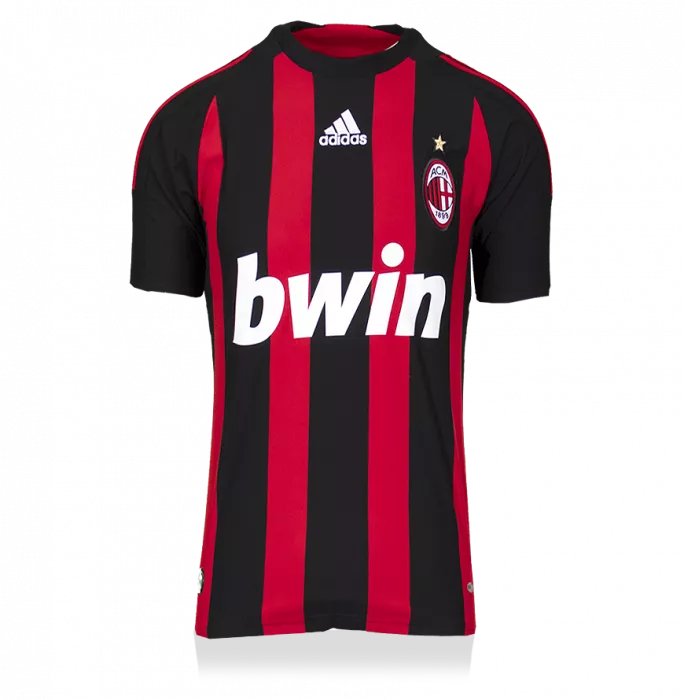 Ronaldinho Back Signed Retro AC Milan Home Shirt With Fan Style Numbers