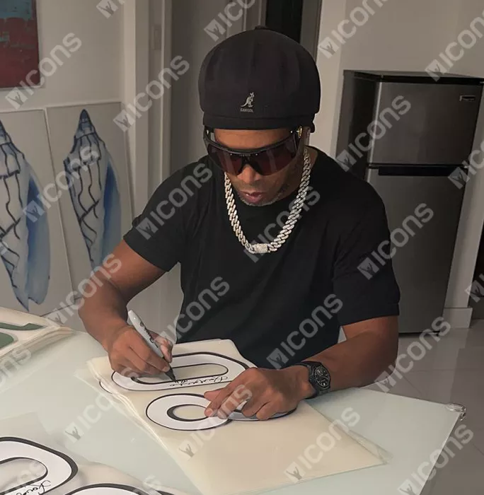 Ronaldinho Back Signed Retro AC Milan Home Shirt With Fan Style Numbers