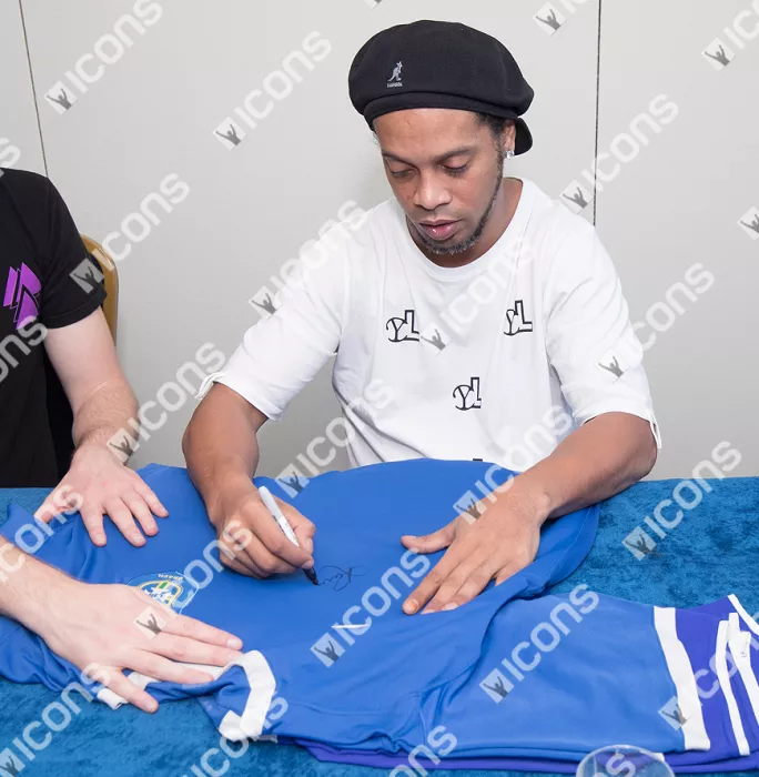 Ronaldinho Front Signed Brazil 2006 Away Shirt