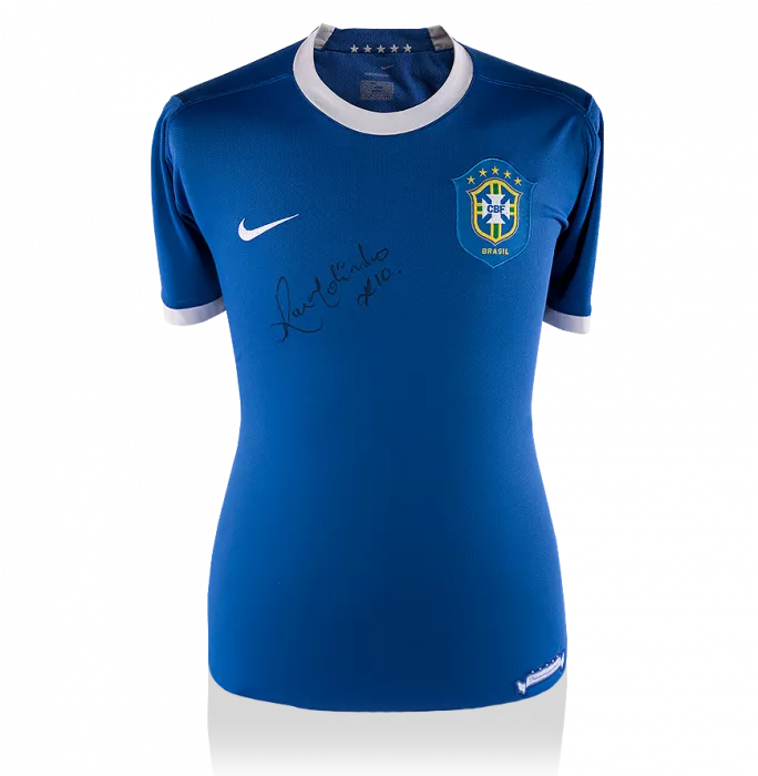 Ronaldinho Front Signed Brazil 2006 Away Shirt