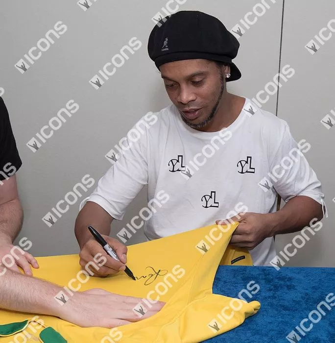 Ronaldinho Front Signed Brazil 2006 Home Shirt