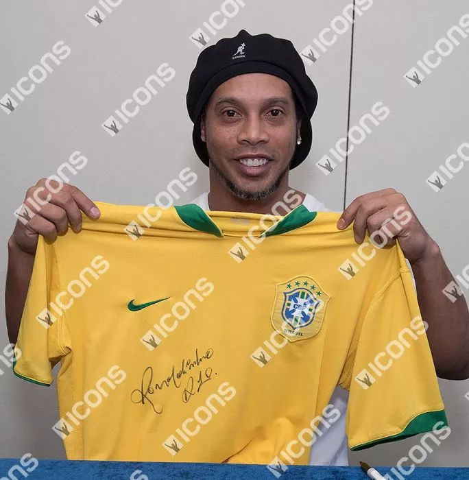 Ronaldinho Front Signed Brazil 2006 Home Shirt