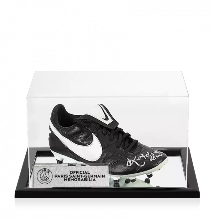 Ronaldinho Official Paris Saint-Germain Signed Black And White Nike Boot In Acrylic Case