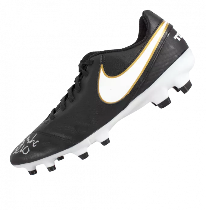 Ronaldinho Official Paris Saint-Germain Signed Black Nike Tiempo Boot In Acrylic Case