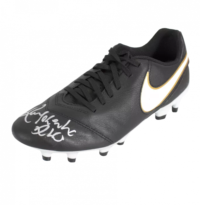 Ronaldinho Official Paris Saint-Germain Signed Black Nike Tiempo Boot In Acrylic Case