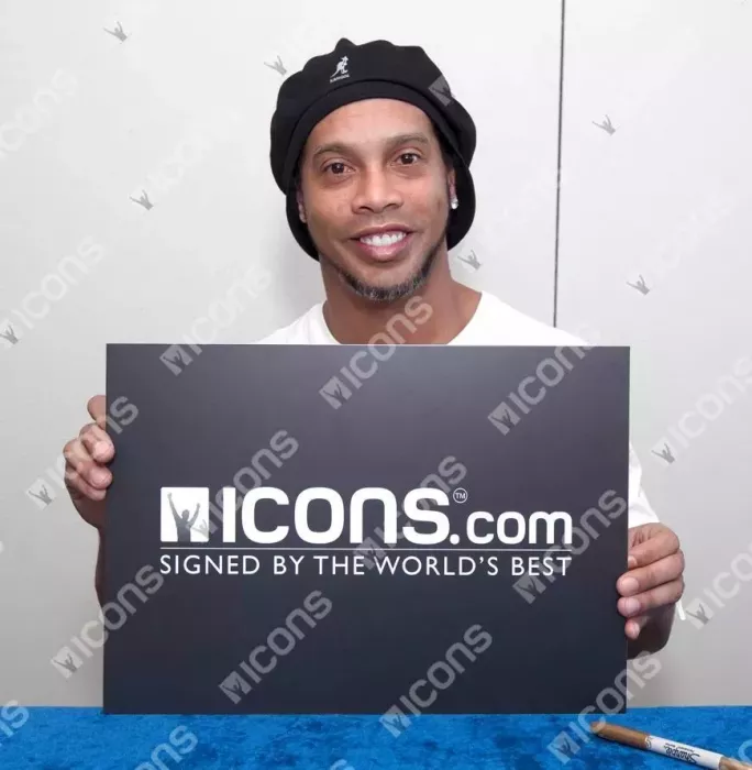 Ronaldinho Official UEFA Champions League Back Signed And Framed FC Barcelona 2016-17 Home Shirt