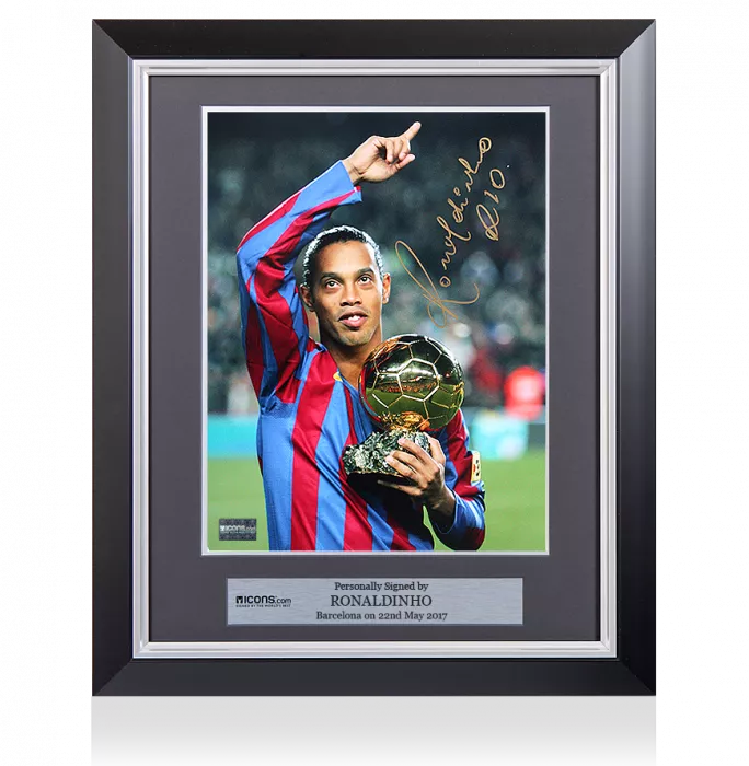 Ronaldinho Signed And Framed Barcelona Photo: 2005 Ballon D'Or Winner