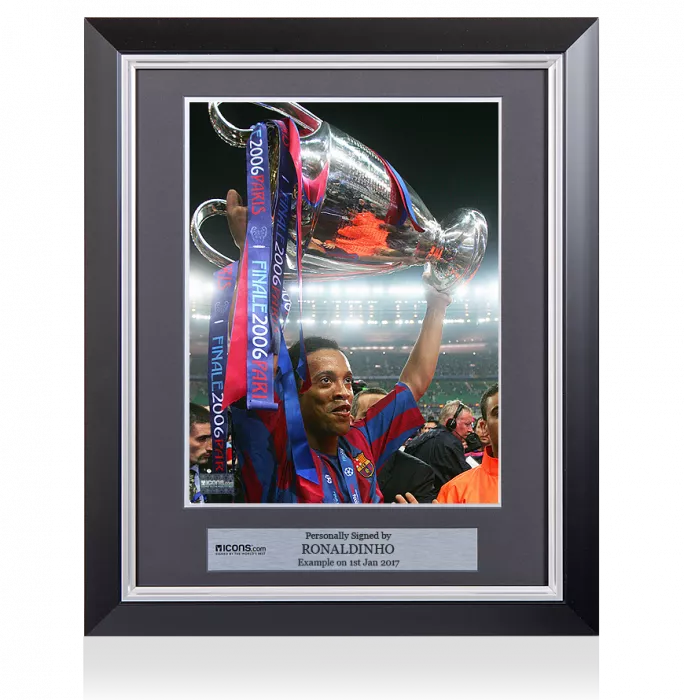 Ronaldinho Signed And Framed Barcelona Photo: 2006 UEFA Champions League Winner