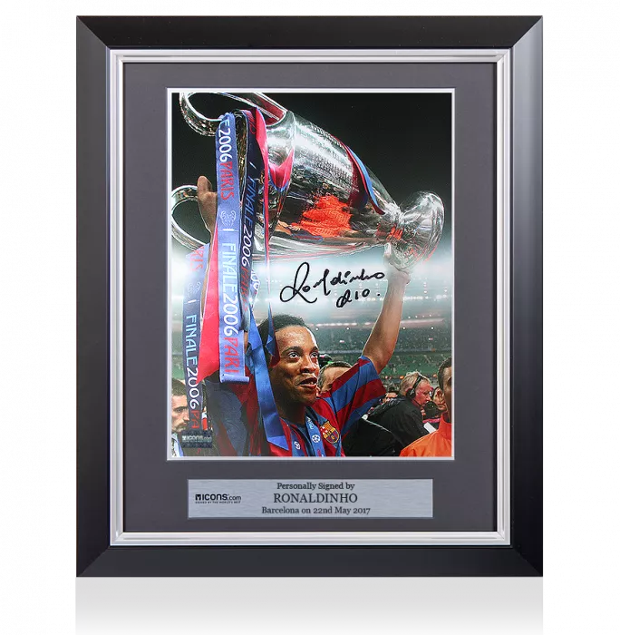 Ronaldinho Signed and Framed Barcelona Photo: 2006 UEFA Champions League Winner