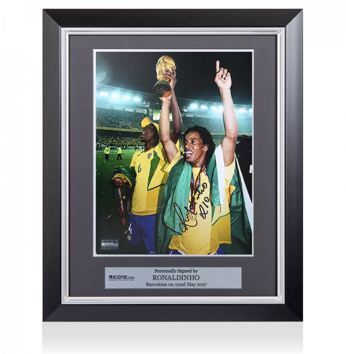 Ronaldinho Signed and Framed Brazil Photo: 2002 FIFA World Cup Winner
