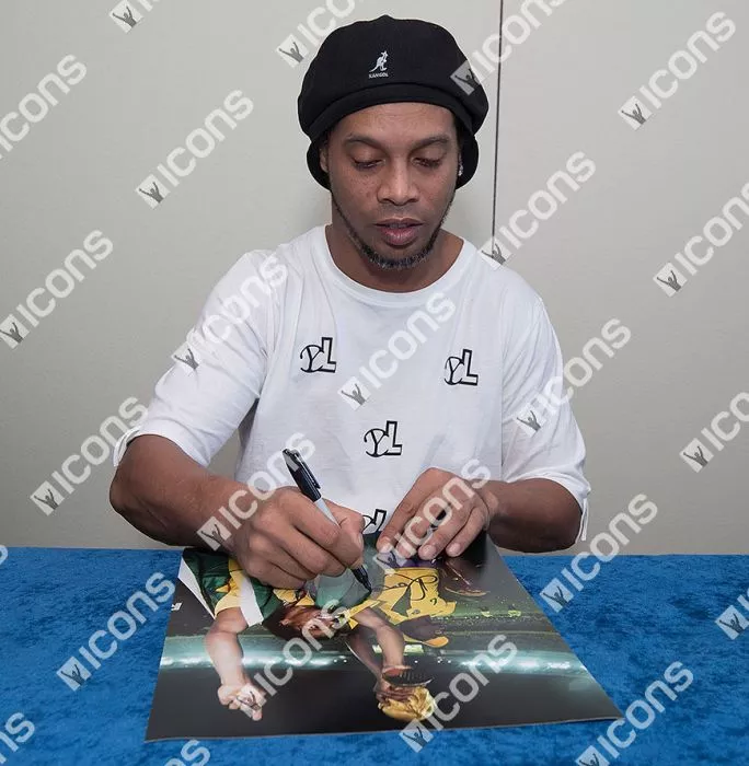 Ronaldinho Signed Brazil Photo: 2002 FIFA World Cup Winner