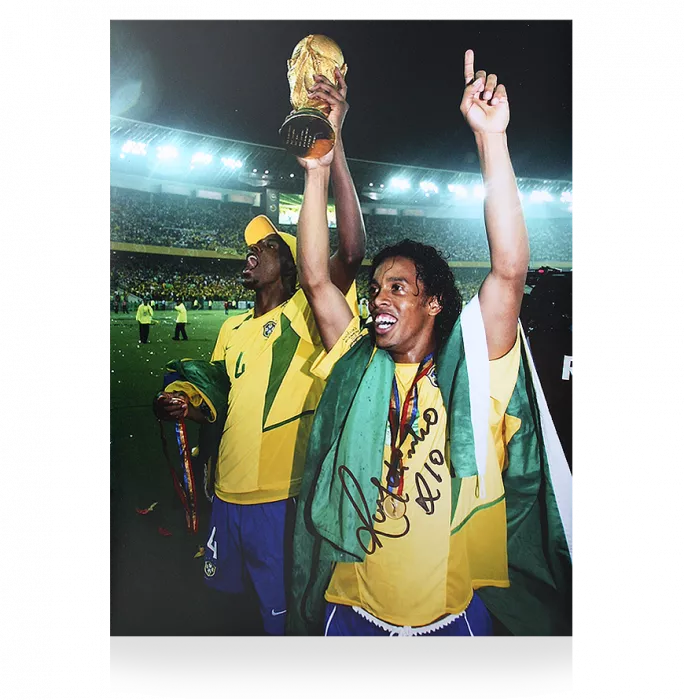 Ronaldinho Signed Brazil Photo: 2002 FIFA World Cup Winner