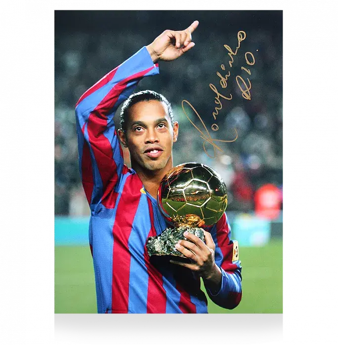 Ronaldinho Signed FC Barcelona Photo: 2005 Ballon d'Or Winner