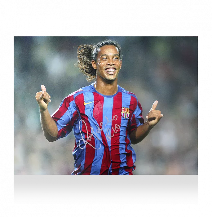 Ronaldinho Silver Signed FC Barcelona Photo: Barca's Brilliant Brazilian