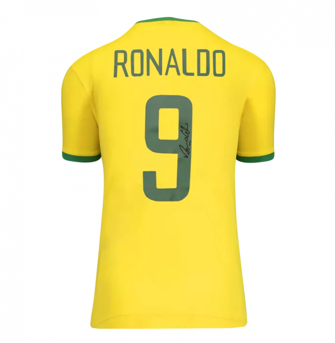 Ronaldo Back Signed Brazil T-Shirt In Deluxe Packaging