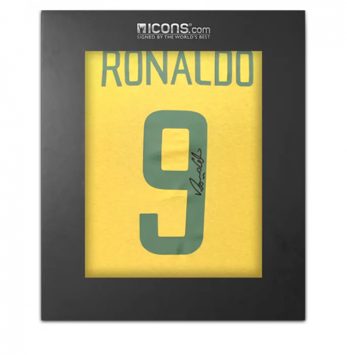 Ronaldo Back Signed Brazil T-Shirt In Deluxe Packaging