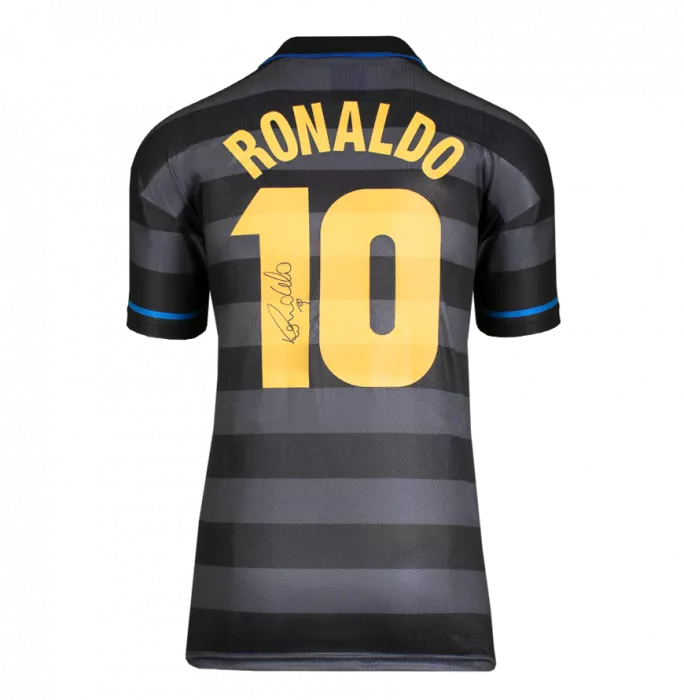 Ronaldo Back Signed Internazionale 1997-98 Away Shirt In Deluxe Packaging