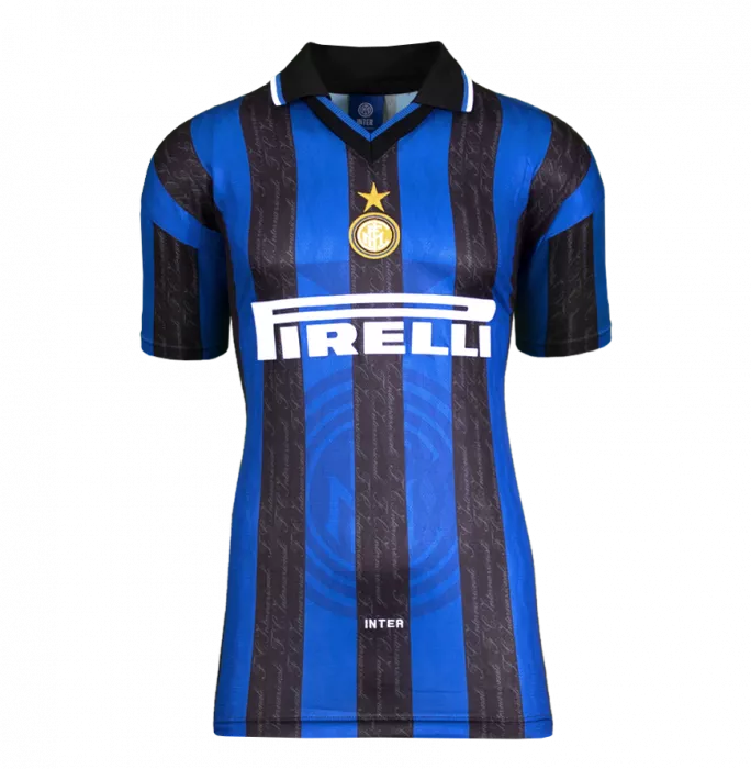 Ronaldo Back Signed Internazionale 1998 Home Shirt In Deluxe Packaging