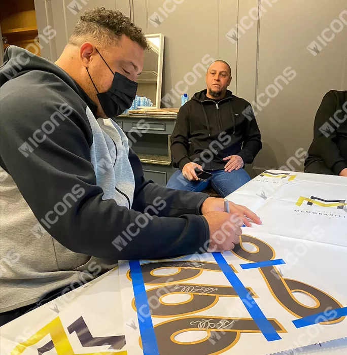 Ronaldo Back Signed Modern Real Madrid Home Shirt With Fan Style Numbers In Hero Frame: Option 1