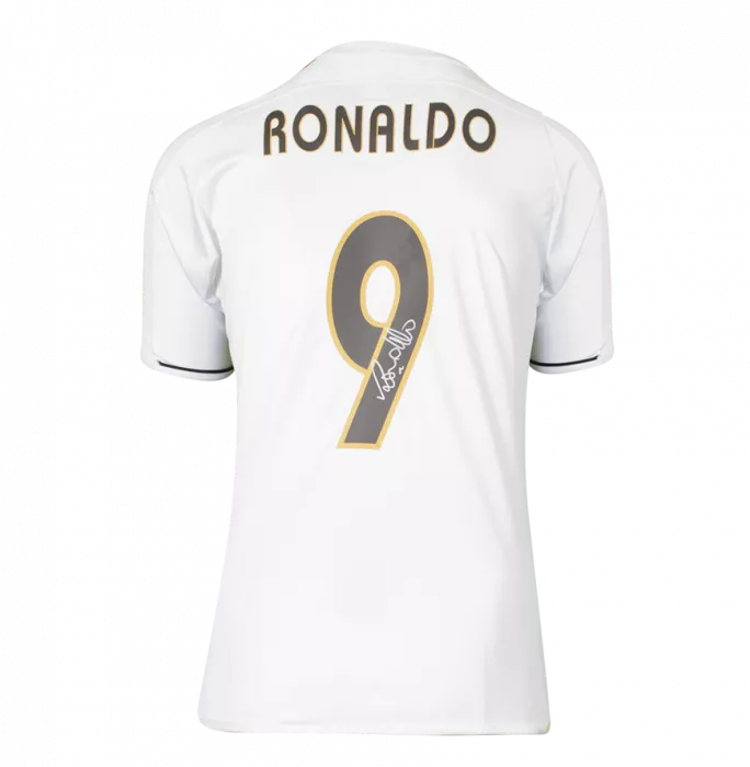 Ronaldo Back Signed Real Madrid 2003-04 Home Shirt In Hero Frame: Option 1