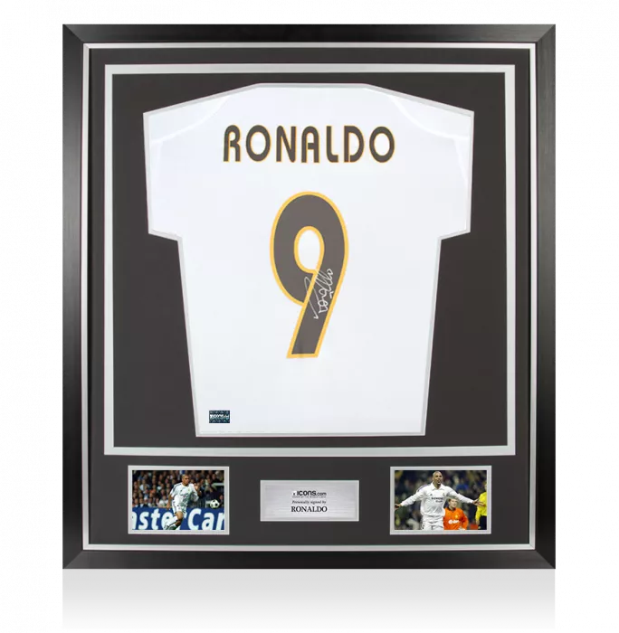 Ronaldo Back Signed Real Madrid 2003-04 Home Shirt In Classic Frame